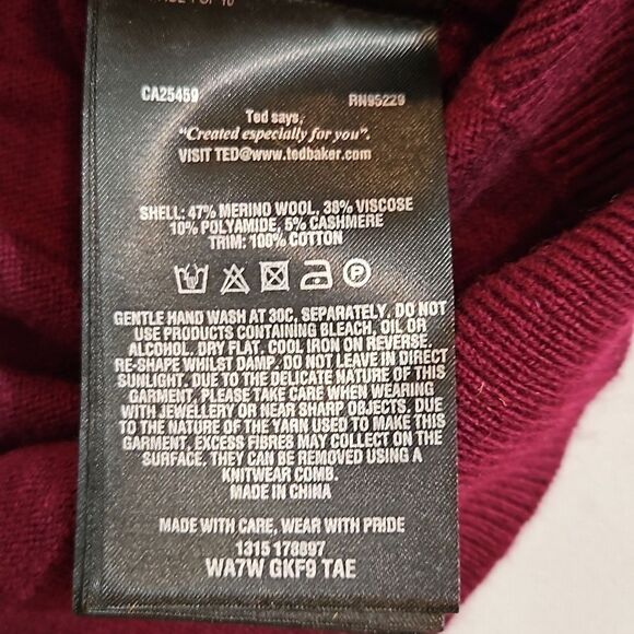 NWT Ted Baker Ox Blood Lace Shoulder Jumper Size 5 - Picture 10 of 13